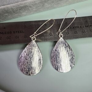 Silver Tone Huge Teardrop Earrings